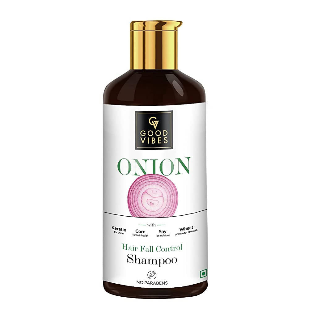 Good Vibes Onion Hairfall Control Shampoo With Keratin, Corn, Wheat Protein & Soy