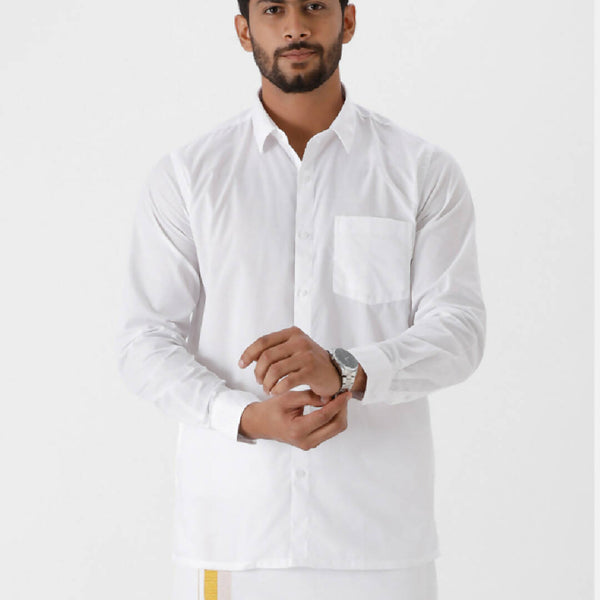 Ramraj Cotton Mens Luxury Cotton Full Sleeve White Shirt - Distacart