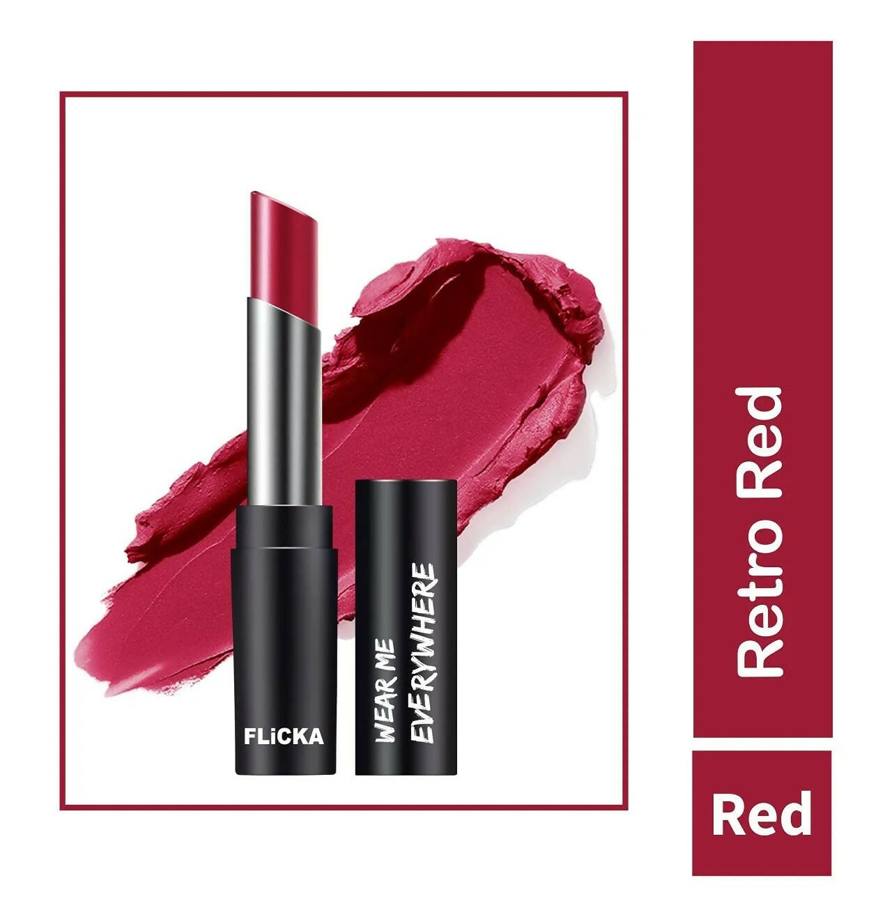FLiCKA Wear Me Everywhere Creamy Matte Lipstick Retro Red - Distacart