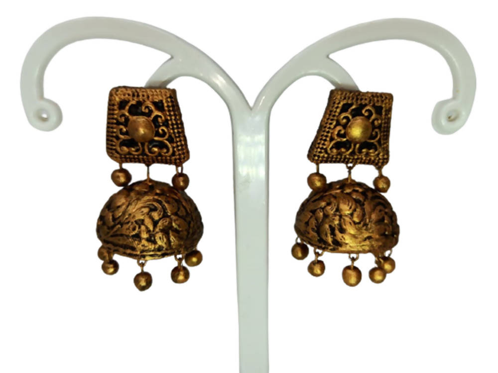 Terracotta Dazzling Temple Jhumkas