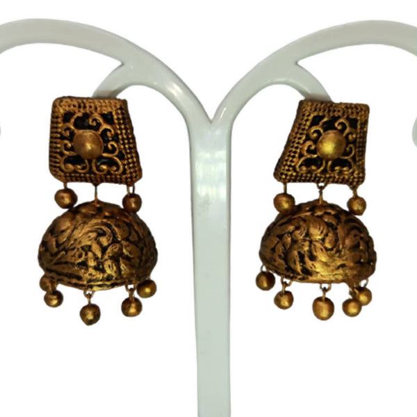 Terracotta Dazzling Temple Jhumkas