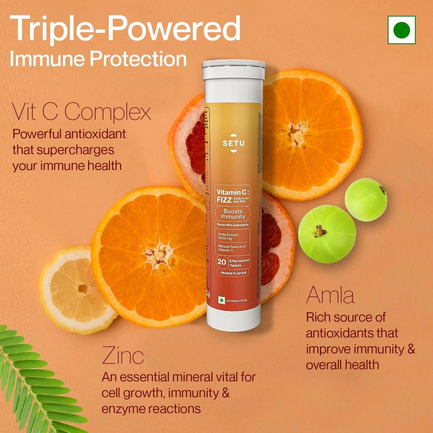 Setu Vitamin C: Fizz - 20 Effervescent Tablets - Distacart