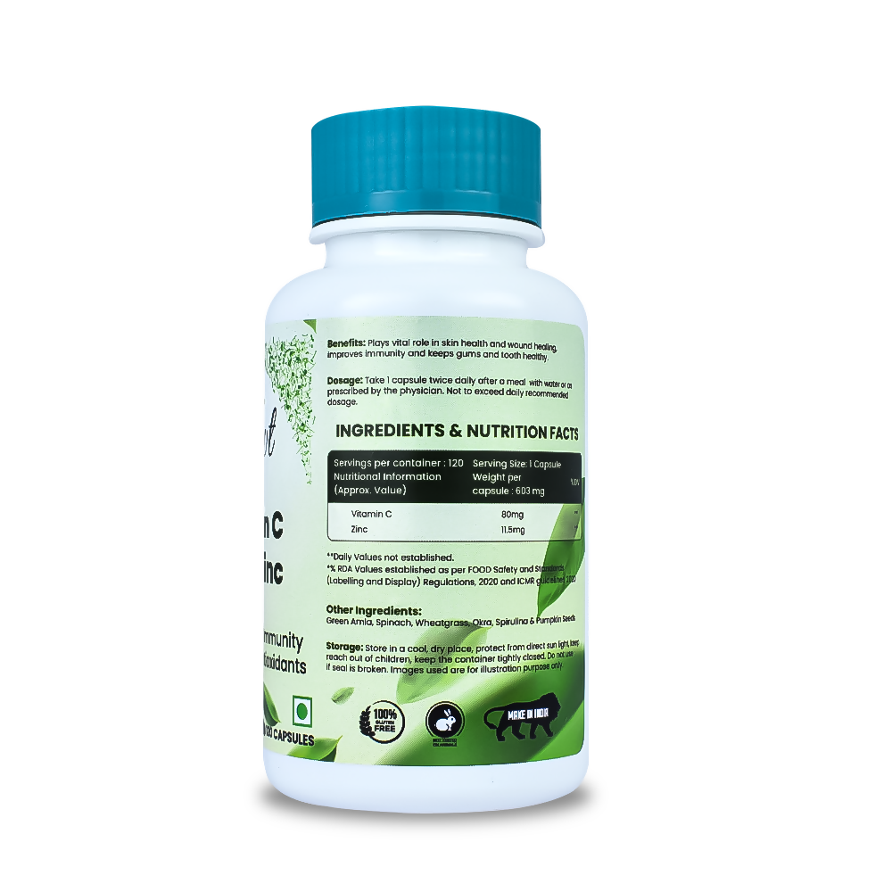 Sprowt Plant Based Vitamin C + Zinc Capsules - Distacart