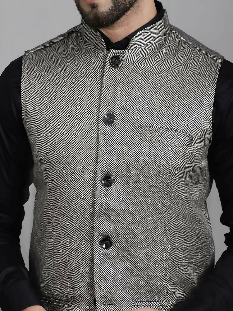 Even Apparels Nehru Jacket With Welt Pockets - Grey - Distacart