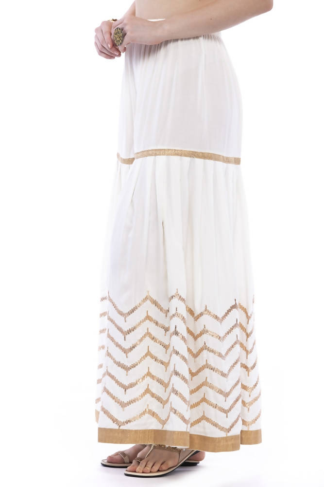 Mominos Fashion Latest Cotton Off White Gota Print Sharara For Girls - Distacart