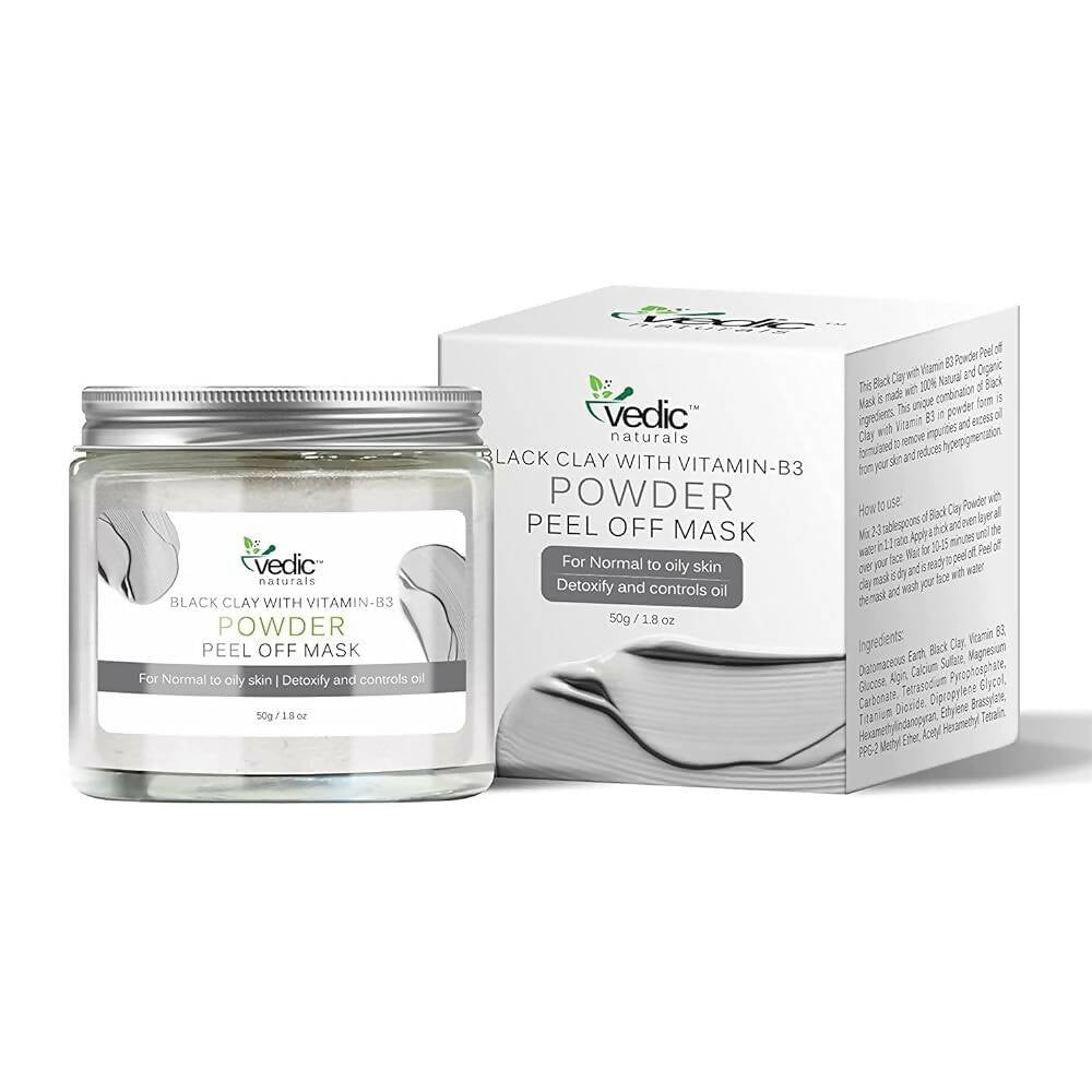 Vedic Naturals Black Clay With Vitamin-B3 Powder Peel Off Mask - Distacart