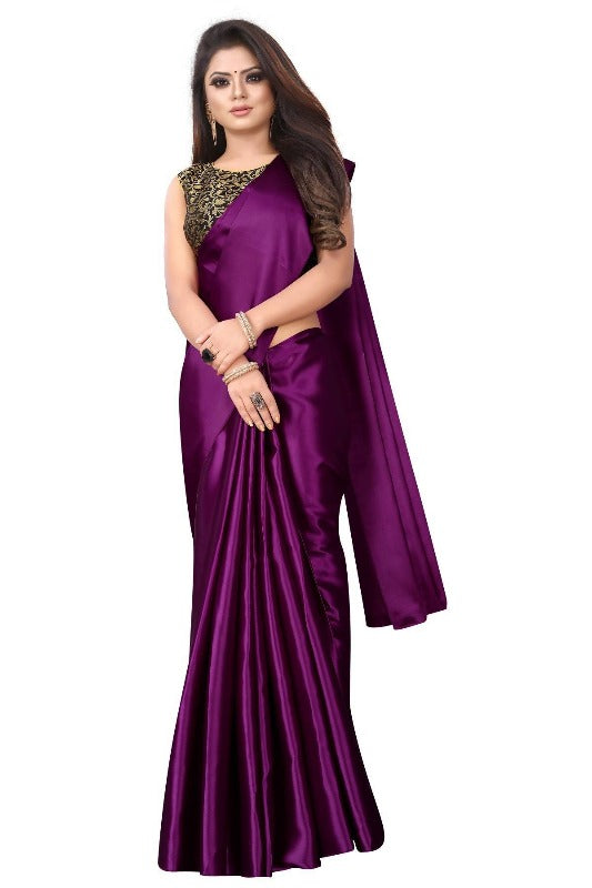 Vamika Violet Satin Designer Saree (PAVITRA WINE)