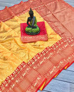 Thumbnail for DEIANA'S Beautiful Golden Jari with New Design Soft Lichi Silk Saree - Yellow - Distacart