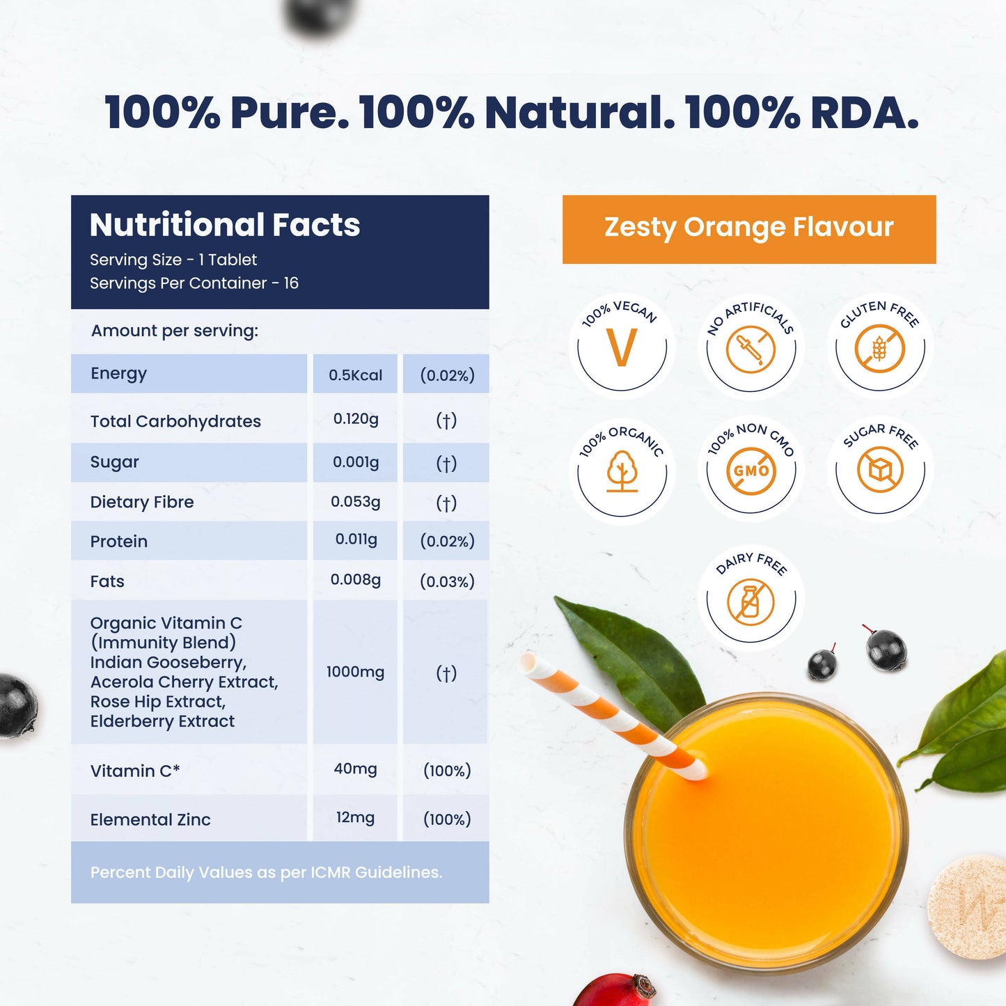 Wellbeing Nutrition Organic Vitamin C + Zinc Effervescent Tablets - Distacart
