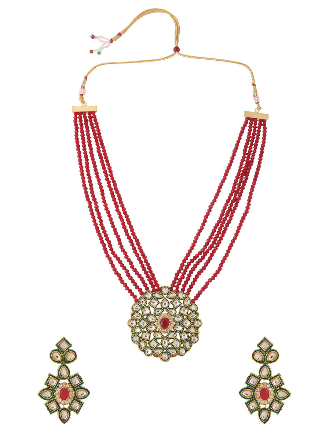 NVR Women Gold-Plated Kundan Studded Jewellery Set - Distacart