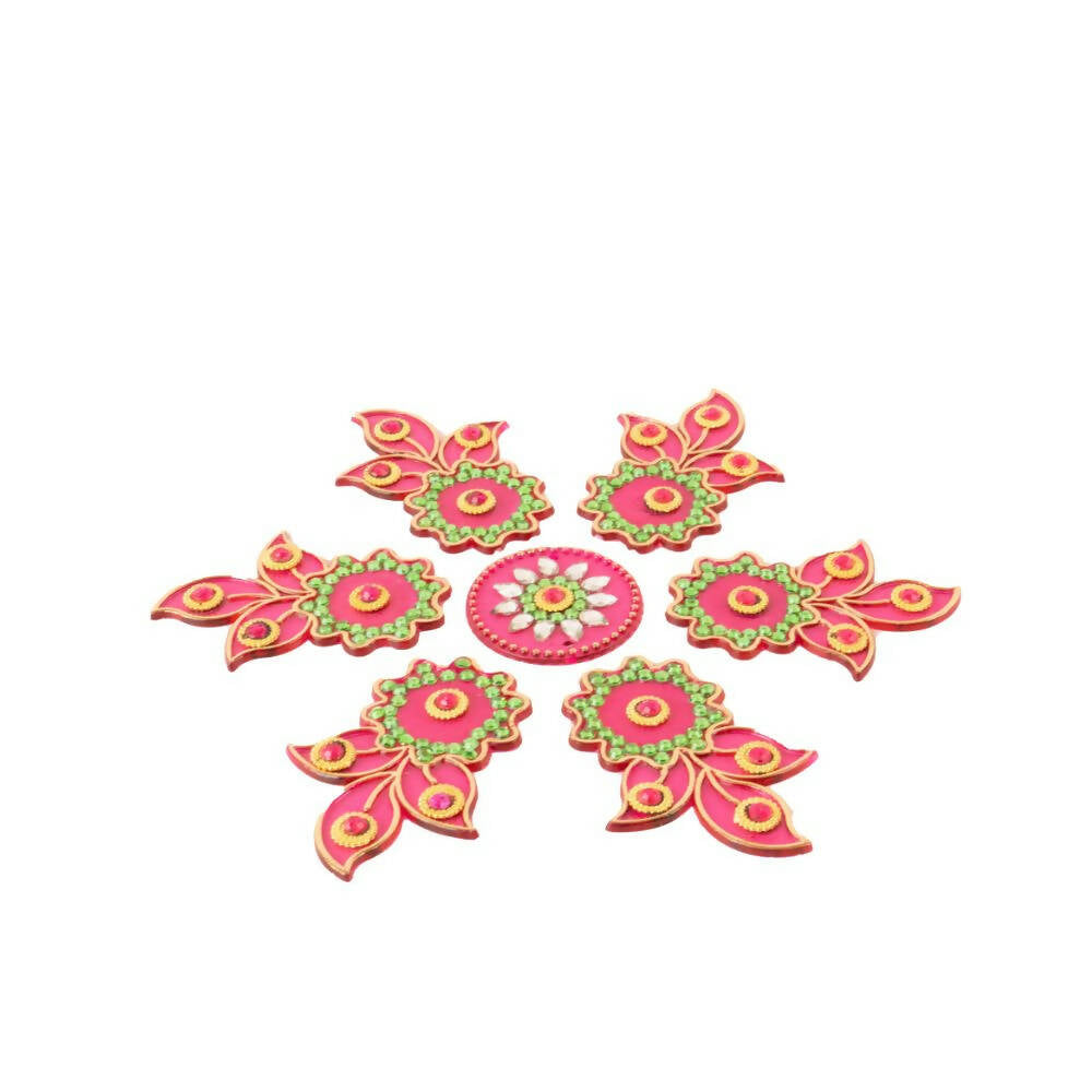Kundan HandiKrafts Designer Flowed Rangoli Pink (Baby) - Distacart