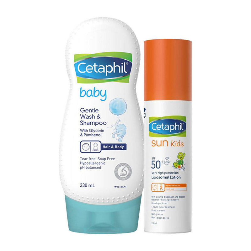 Cetaphil Baby Shampoo &amp; Sun Kids Liposomal Lotion SPF 50+ Combo