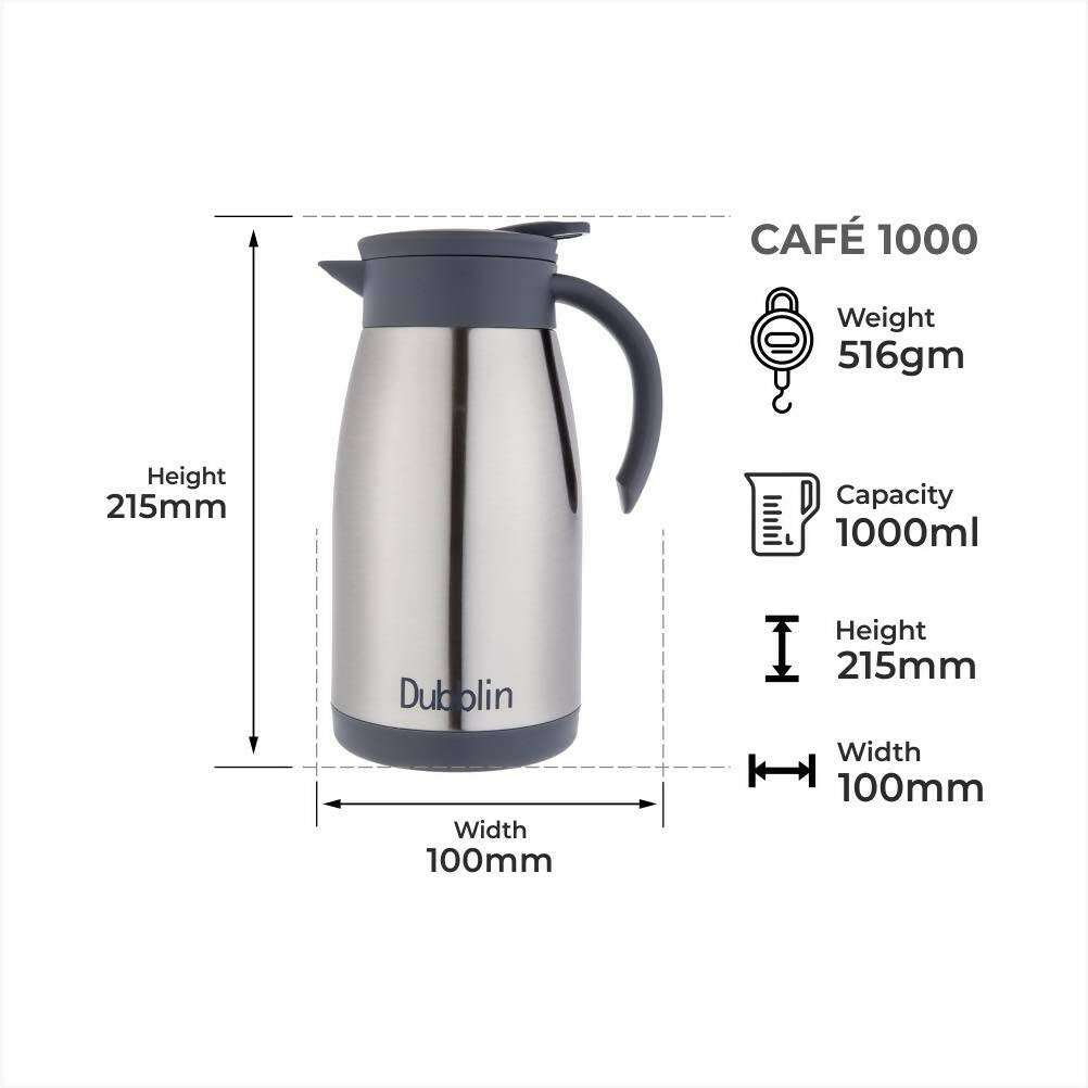 Dubblin Cafe Stainless Steel Double Wall Vacuum Insulated Thermos Flask - Distacart