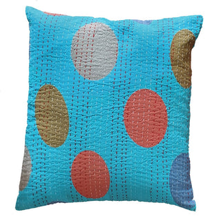 The Decor Nook Turquoise Blue Base With Multicolour Circles Print Cushion Cover - Distacart