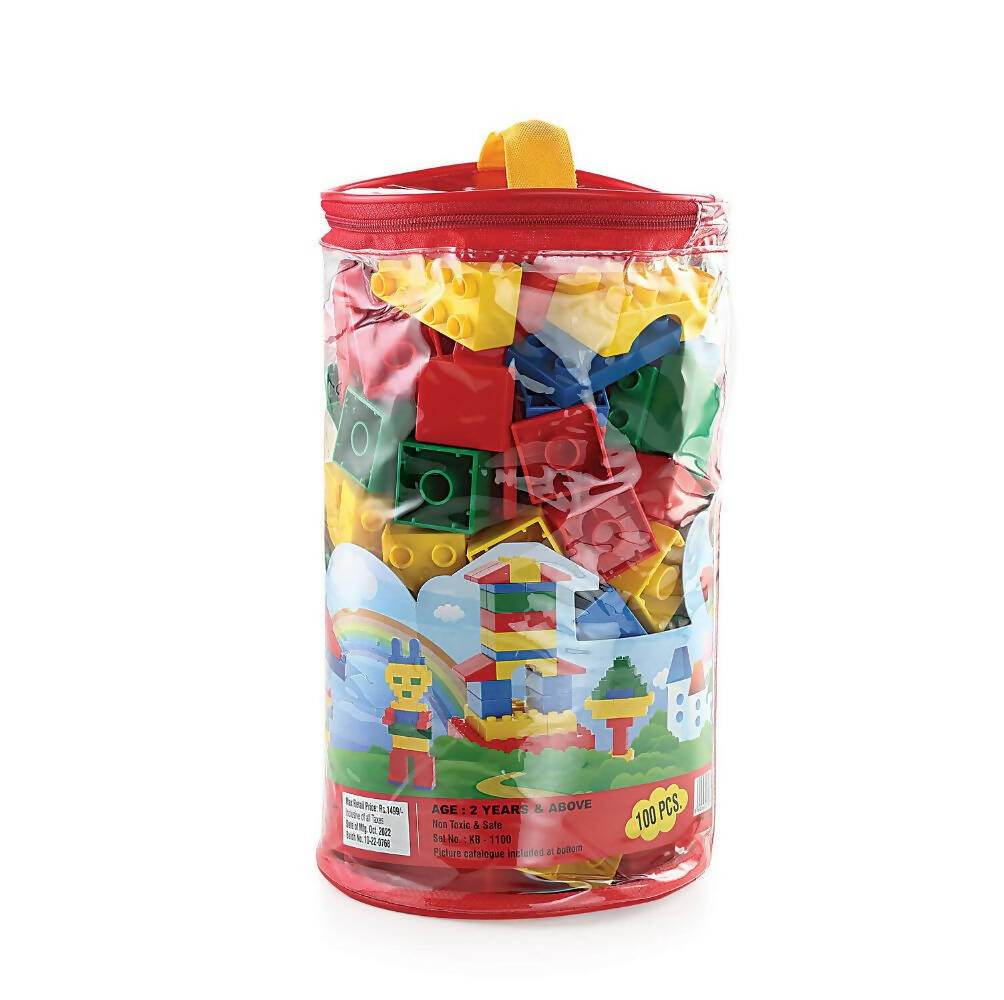 Peacock Learning & Educational Building Interlocking Blocks Set For Kids - 100 Pcs - Distacart