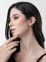 Thumbnail for NVR Women Gold-Toned Geometric Hoop Earrings - Distacart