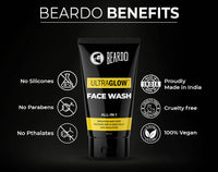Thumbnail for Beardo Ultraglow Face Wash & De-Tan Peel Off Mask Combo - Distacart