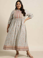 Thumbnail for Juniper Women`s Grey Rayon Fusion Wear Printed A-line Dress - Distacart