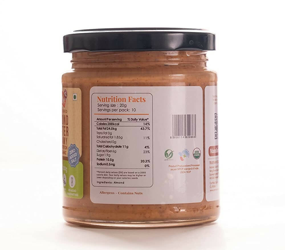 Truefarm Organic Almond Butter Creamy-Unsweetened - Distacart