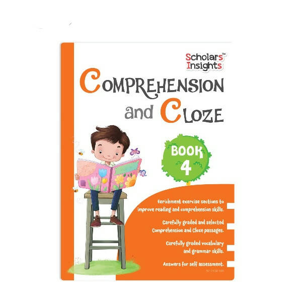 Scholars Insights Comprehension and Cloze Grade 4|English Vocabulary, Grammar Skill Book 4| Ages 9-10 Years - Distacart