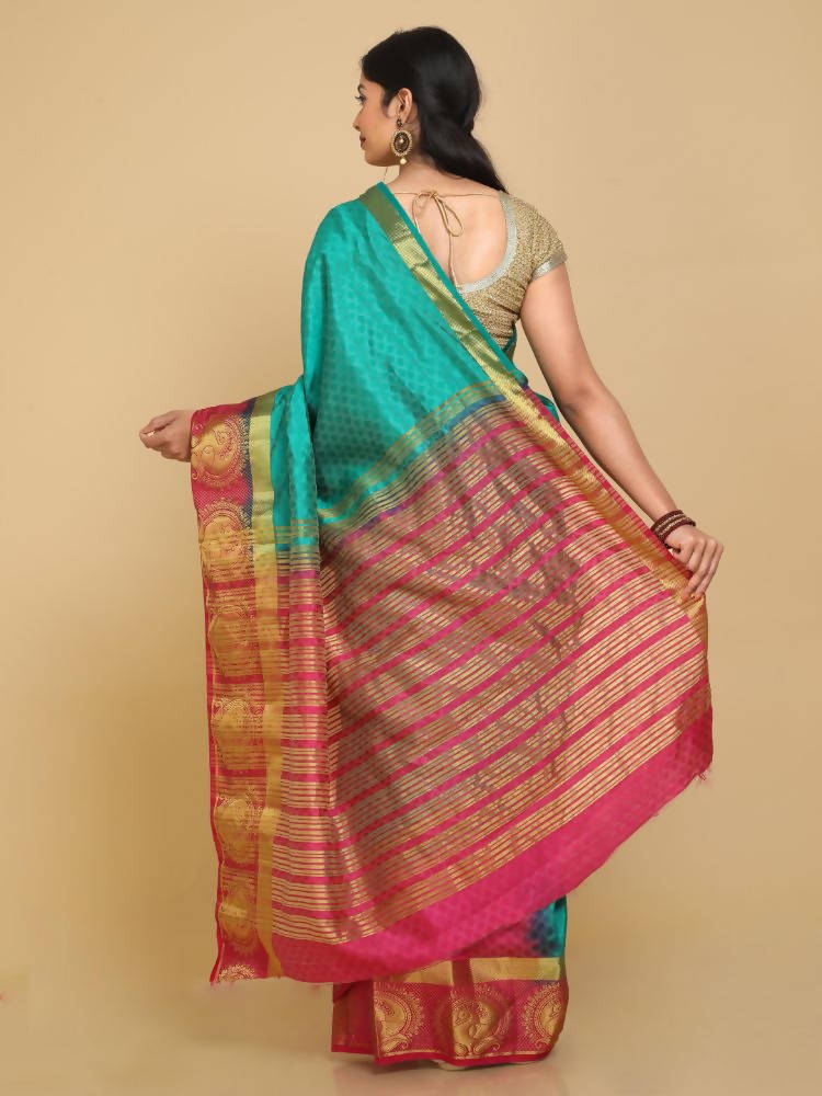 Kalamandir Floral Green Pashmina Saree