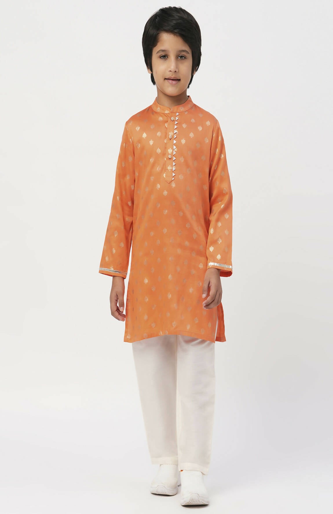 Lil Drama Mehfil Orange Kurta Pant Set For Boys - Distacart