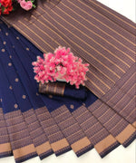 Thumbnail for DEIANA'S Beautiful Golden Jari with New Design Soft Lichi Silk Saree - Navy Blue - Distacart