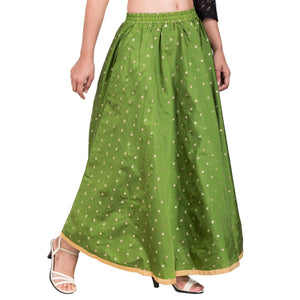 Asmaani Green Color Golden Zari Work Maxi Skirt