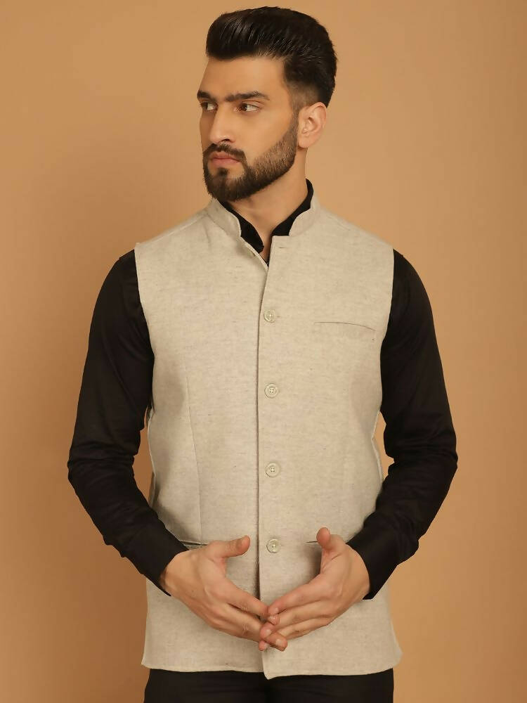 Even Apparels Pure Wool Nehru Jacket - Off White - Distacart