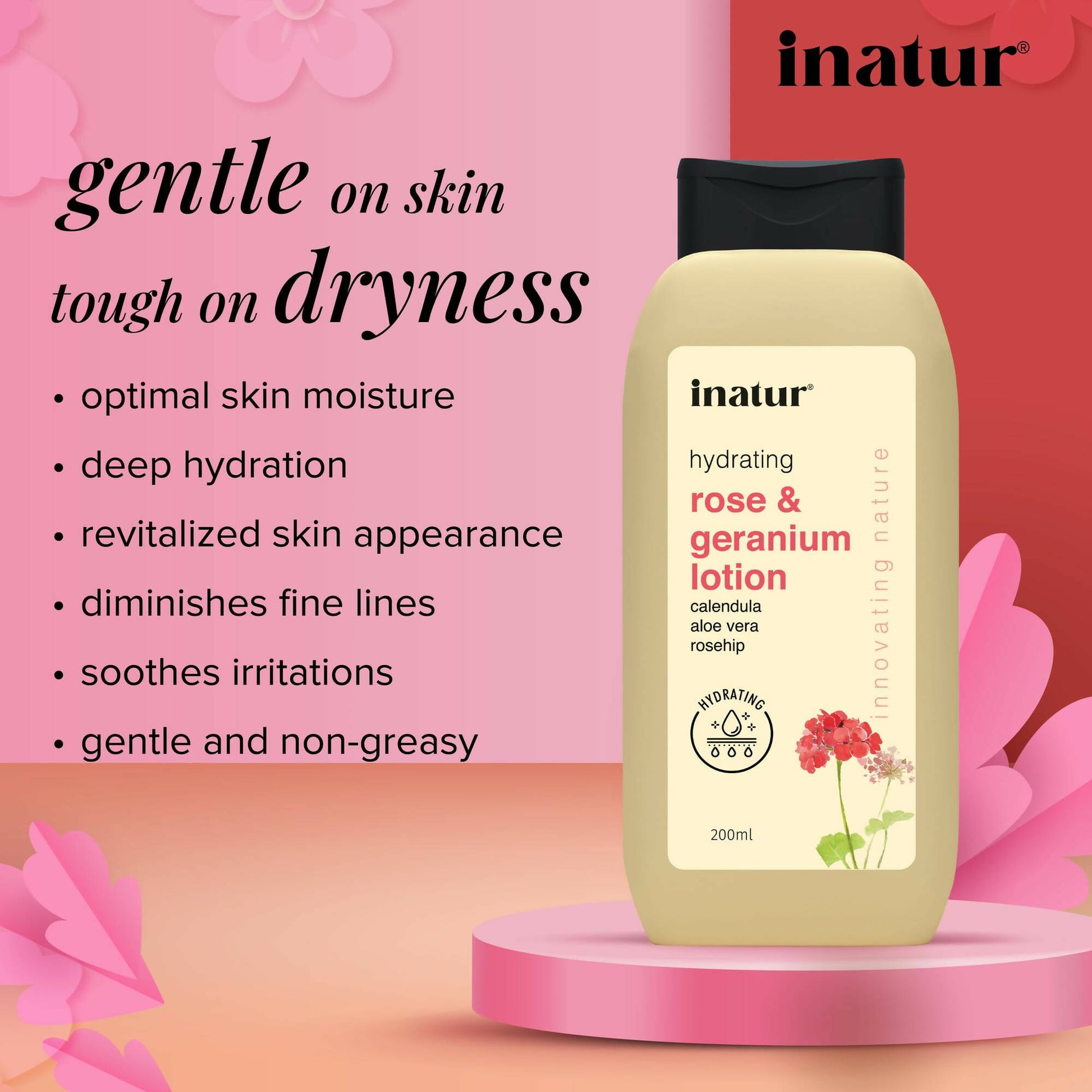 Inatur Rose and Geranium Lotion - Distacart