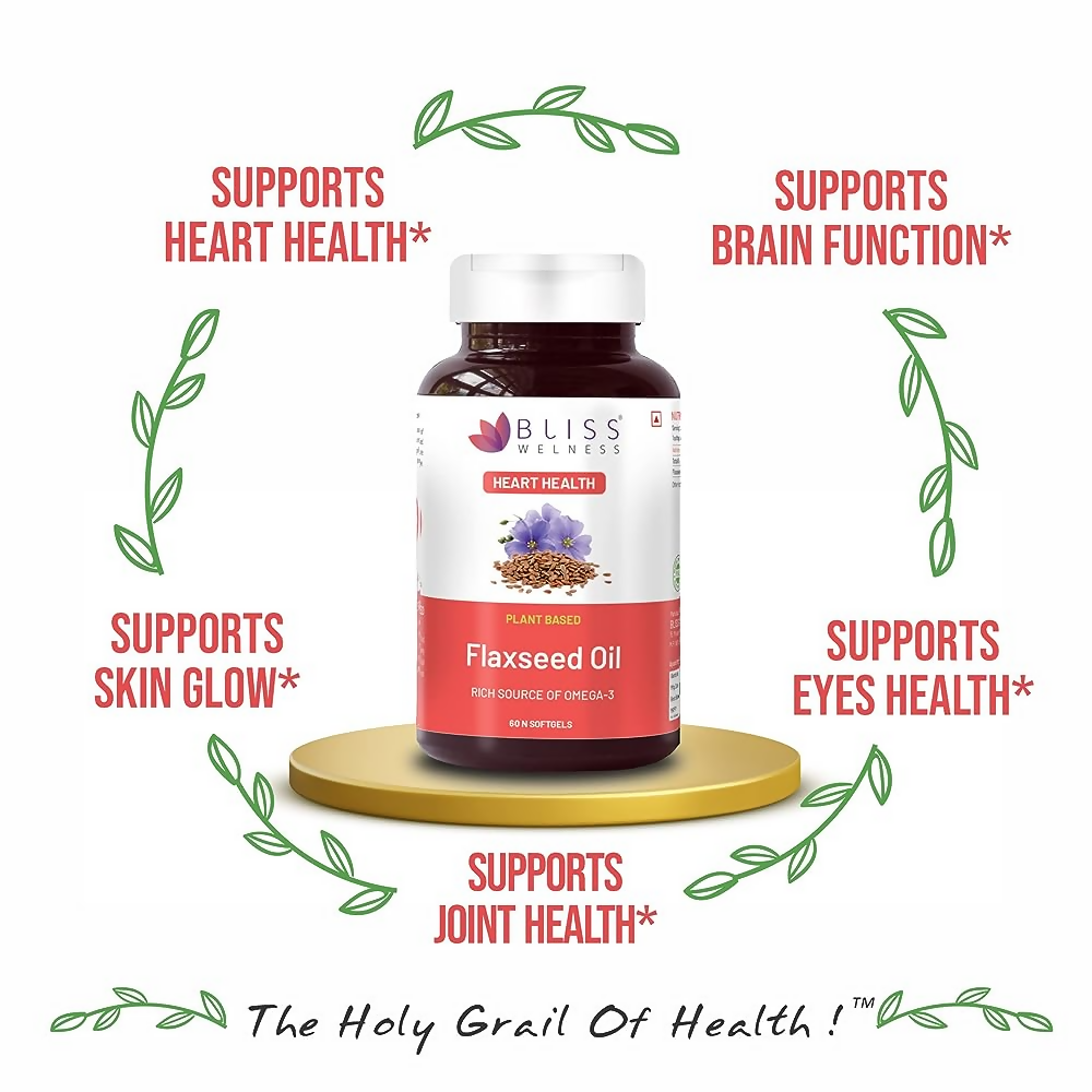 Bliss Welness Flaxseed Oil Softgel Capsules - Distacart