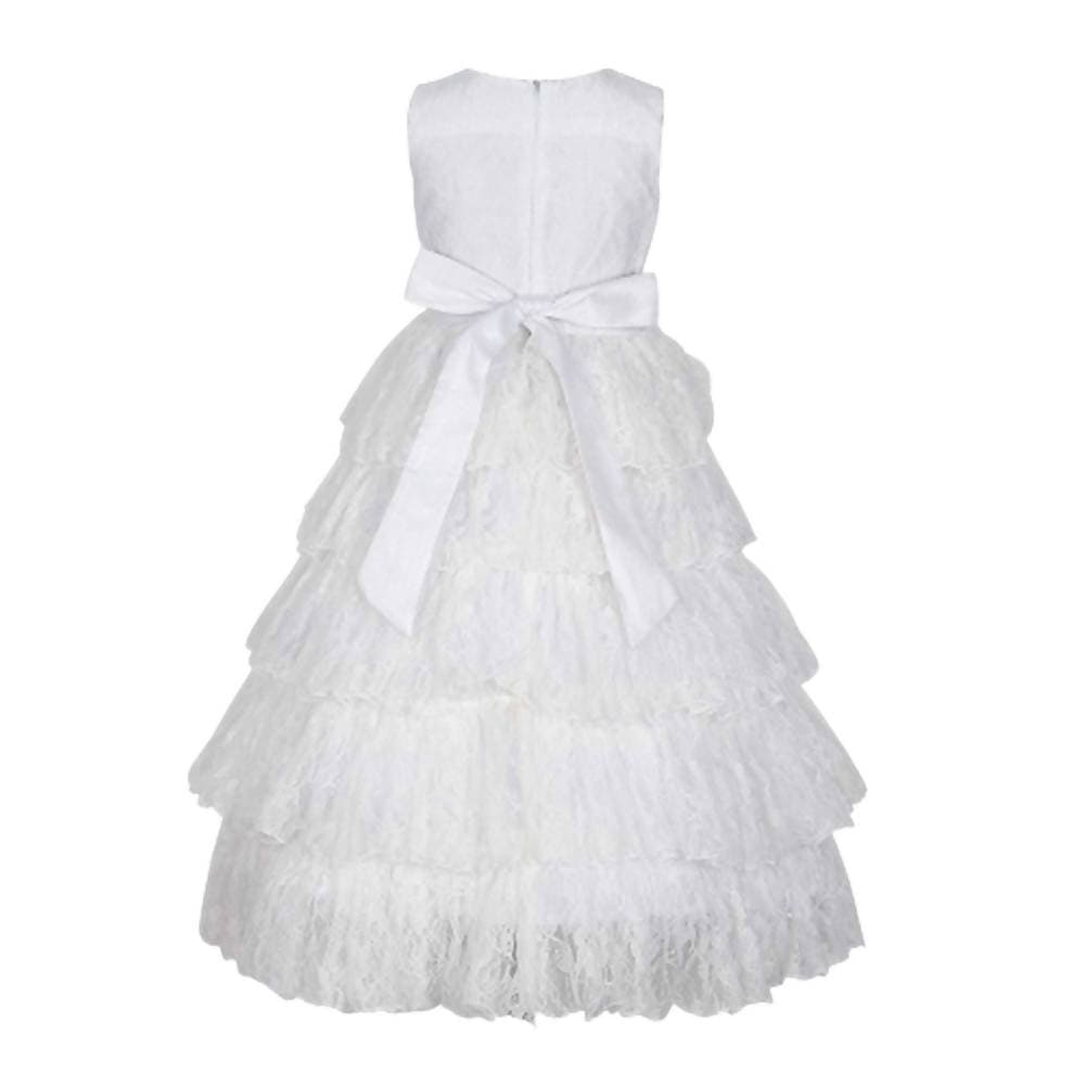 Asmaani Baby Girl's White Colour Satin A-Line Maxi Full Length Dress (AS-DRESS_22110) - Distacart
