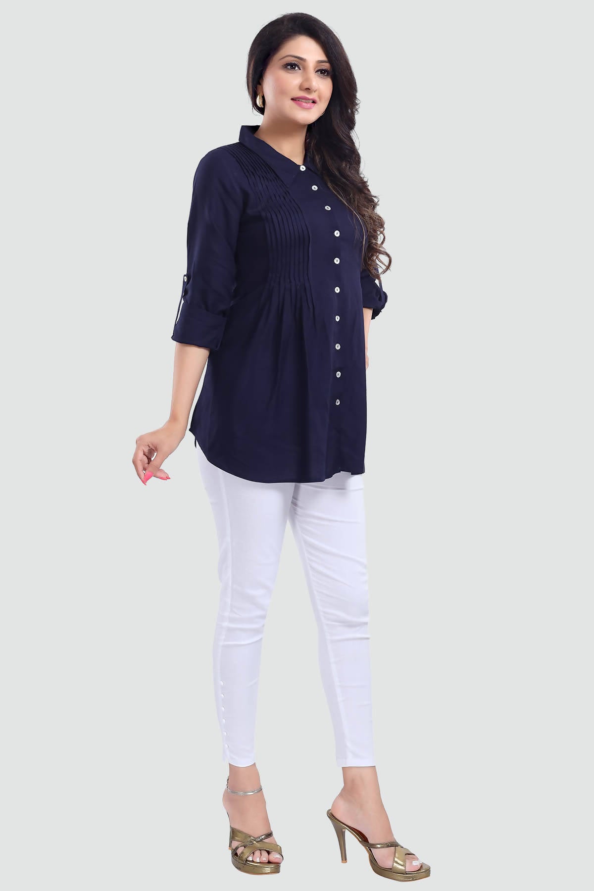 Snehal Creations Navy Blue Rayon Classy Tunic For Ultimate Look - Distacart