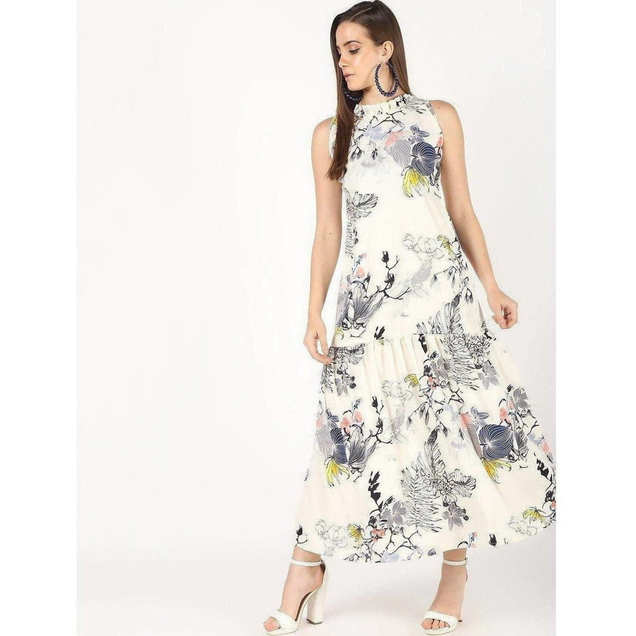 Cheera Flowral Printed Long A-Line Party Dress