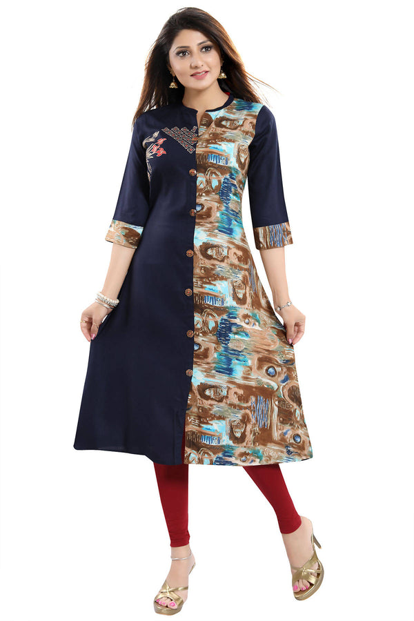 Snehal Creations Designer Rayon Long Kurti With Embroidery - Distacart