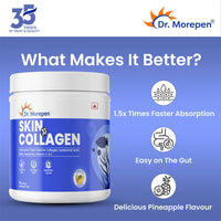 Thumbnail for Dr. Morepen Skin Collagen Protein Powder With Hyaluronic Acid, Vitamin C, Sesbania & Biotin - Pineapple Flavour - Distacart