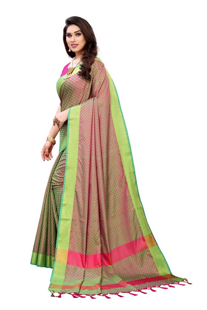 Vamika Banarasi Jacquard Weaving Green Saree