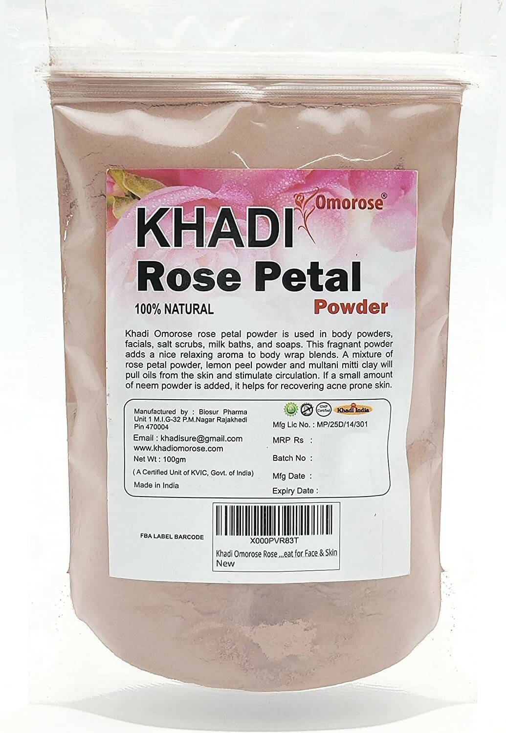 Khadi Omorose Rose Petal Powder - Distacart
