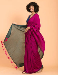 Thumbnail for Suta Women Pink Teal Colourblocked Saree - Distacart