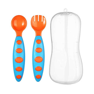 Safe-O-Kid Bpa Free Extra Safe Silicone Feeding/Training Spoon With Box For Baby- Blue & Orange - Distacart