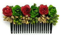 Thumbnail for Red & Green Flower Hair Comb