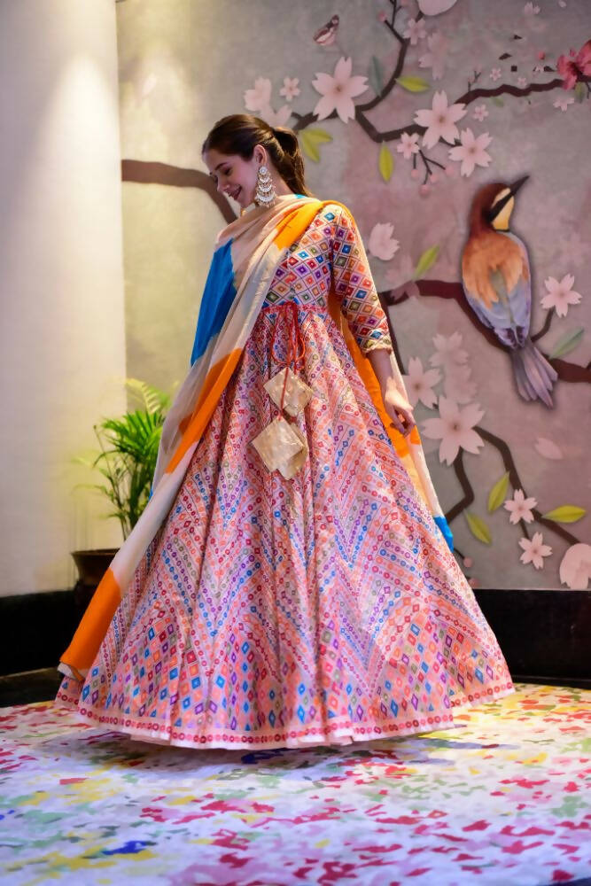 Everywhere Designer Offwhite With Multi Silk Cotton Stitched Suit With Dupatta - Anbazaar - Distacart