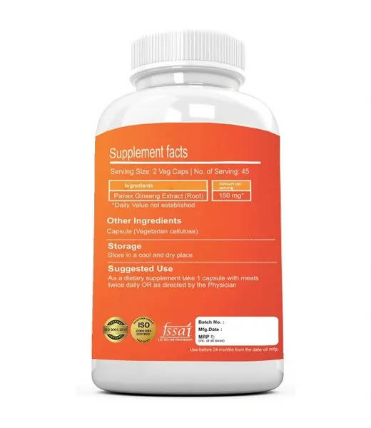 Ramini Bio Nutrition Ginseng 150mg Veg Capsules - Distacart