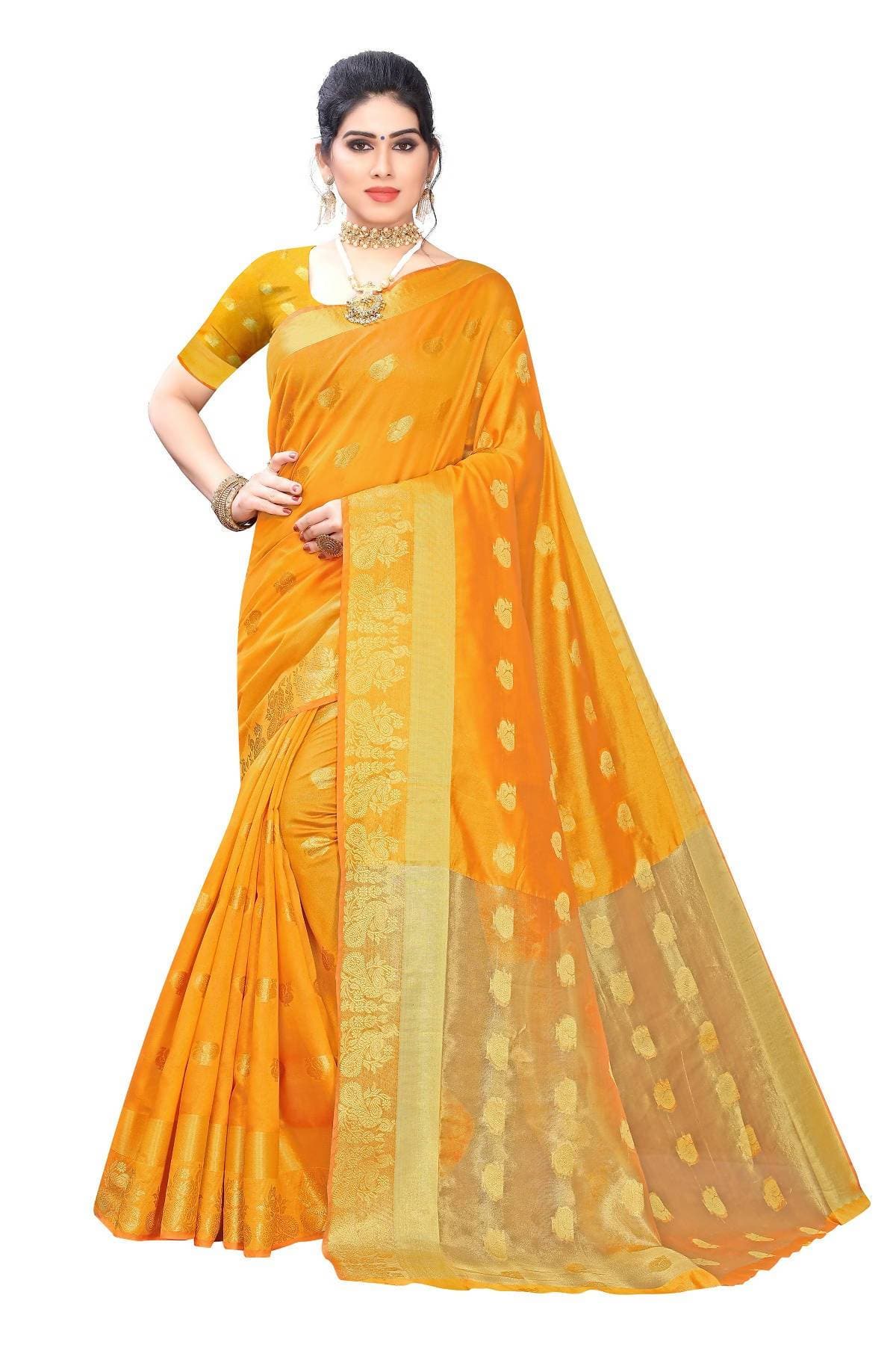 Vamika Banarasi Jacquard Weaving Yellow Saree