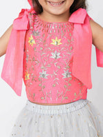 Thumbnail for Lil Drama Girls Choli With Ghaghra Set - Pink - Distacart