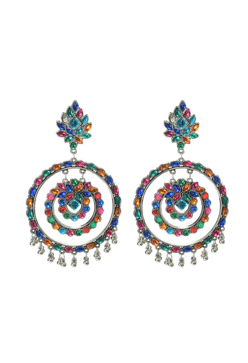 Mominos Fashion Johar Kamal Women&#39;s Multi Colour Kundan Circles Earrings - Distacart