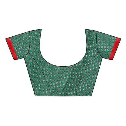 Vamika Green Mirror Work With Jhalar Khadi Blouse