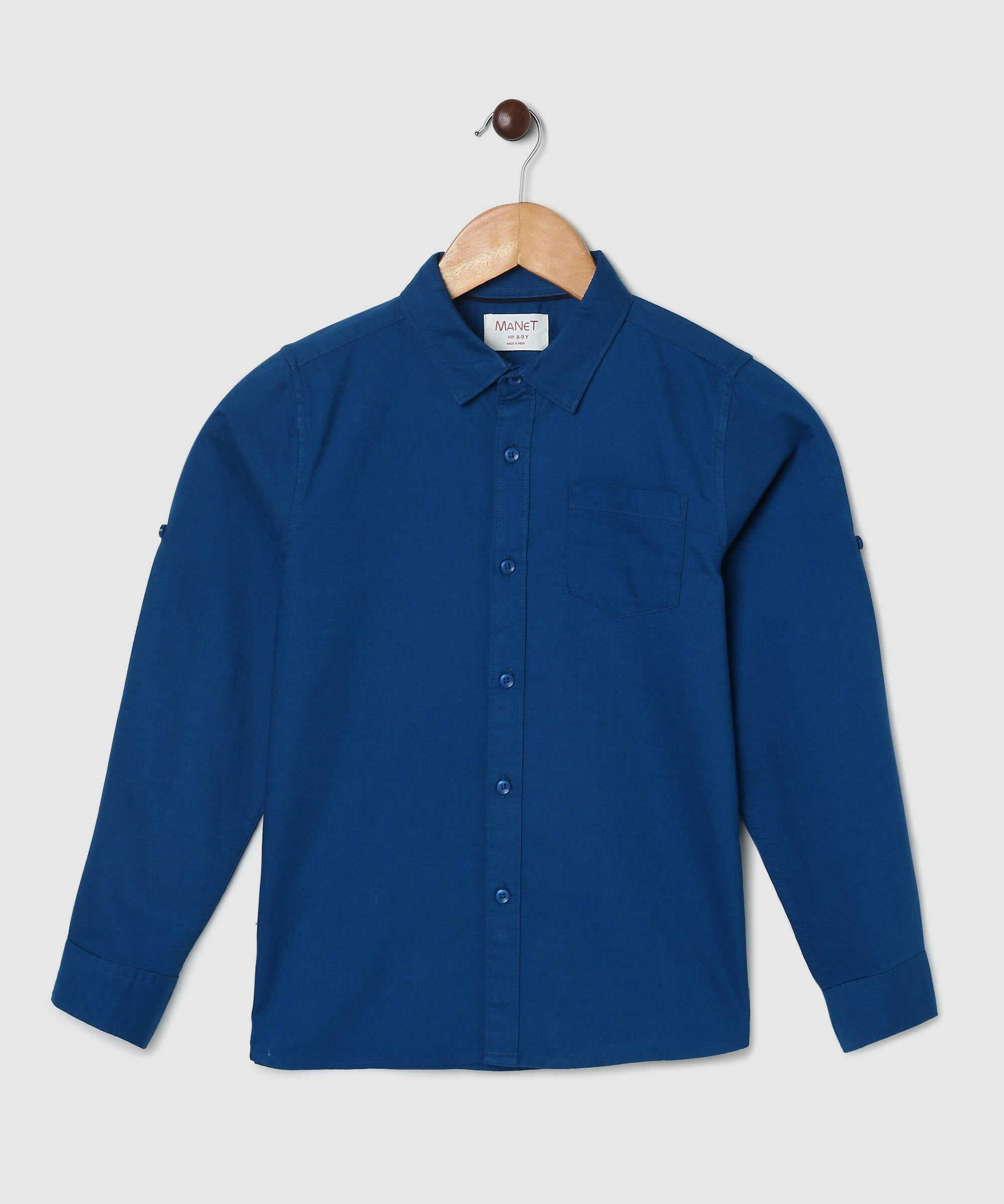 Manet Boys Full Sleeves Solid Shirt - Dark Blue - Distacart