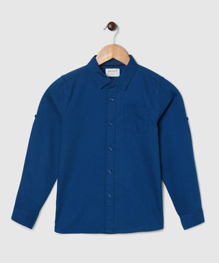 Manet Boys Full Sleeves Solid Shirt - Dark Blue - Distacart