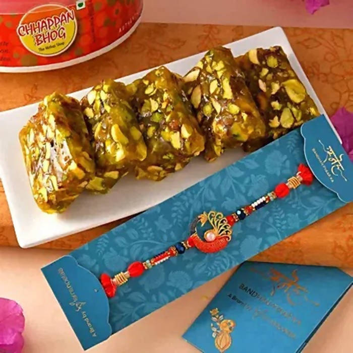 Peacock Rakhi And Kesar Pista Karachi Halwa